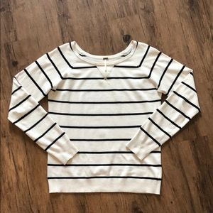 Cream and Black Striped Sweater